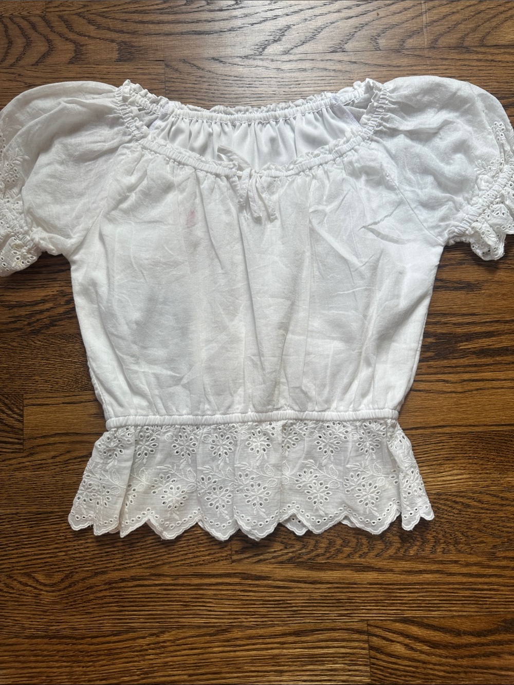 White Eyelet Peasant fairy core top